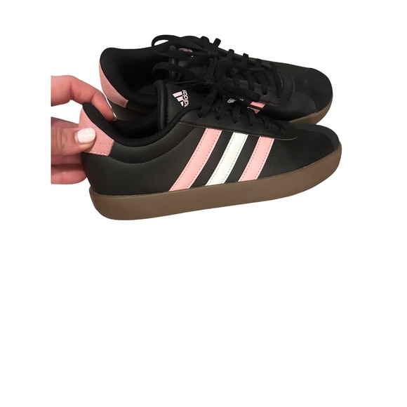 adidas Other - Adidas VL Court 3.0 Black Pink White Gum Sole Sneakers  Youth 5.5, womens 7